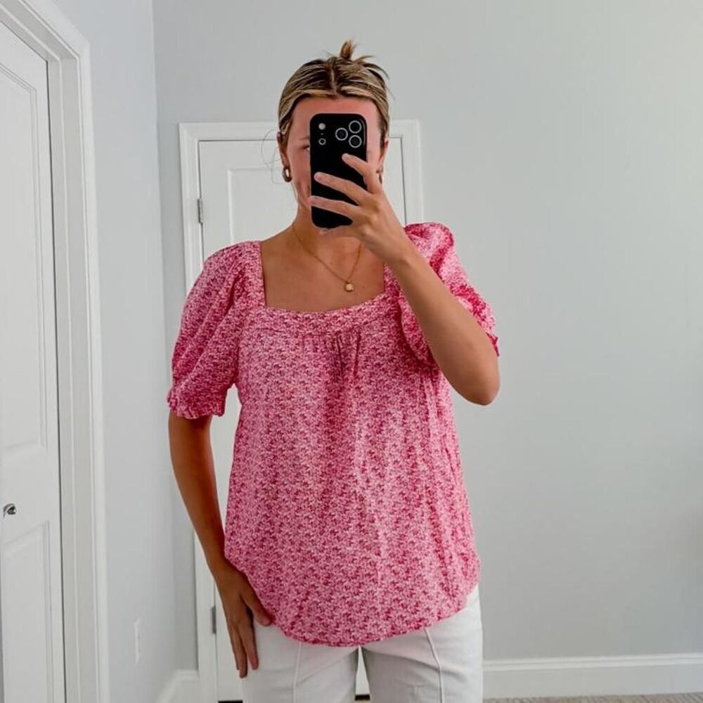 Loft Women's pink cap sleeve off the shoulder blouse small